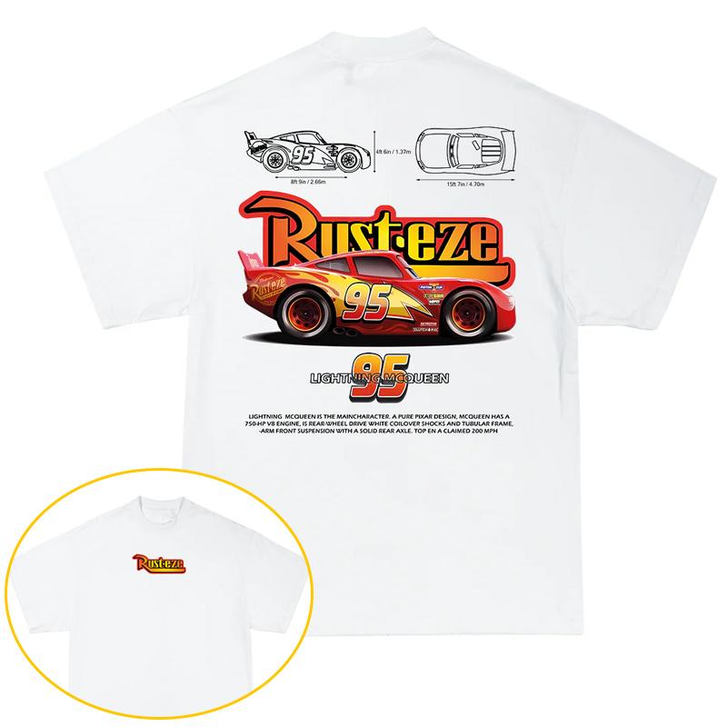 Fun Lightning Mcqueen and Sally Cars TShirt Unisex Women Love Gift for Couple Boys Girls Cotton Fans Gift Tops Clothing