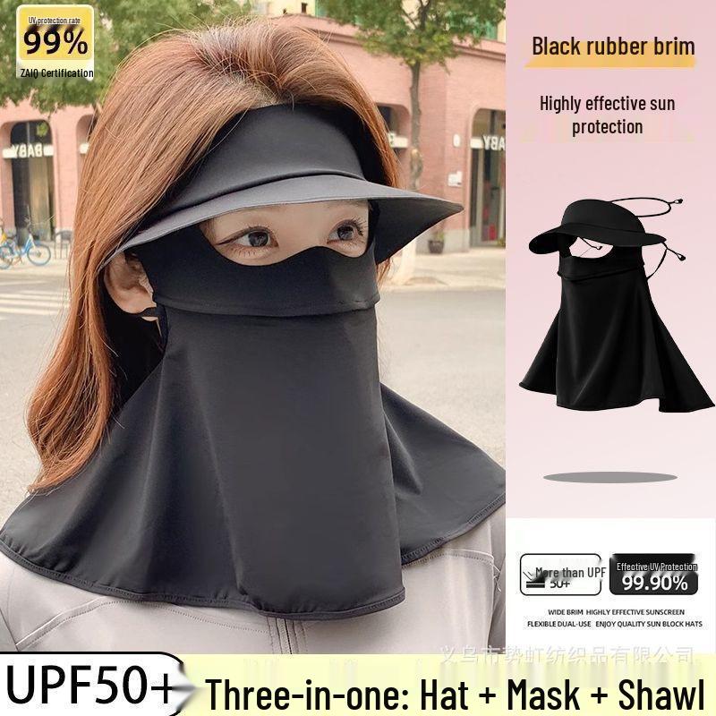 Women's Full Face Sun Protection Mask with Integrated Summer Hat, Neck Coverage, and UV Protection for Cycling