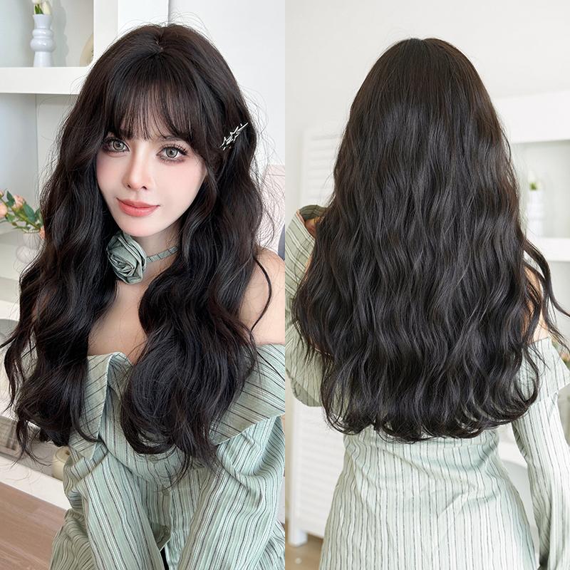 Professional  WIGS Long Body Wavy Sakura Pink Wig for Sweet Girl High Density Synthetic Loose Curly Hair Wig with Bangs Beginner Friendly