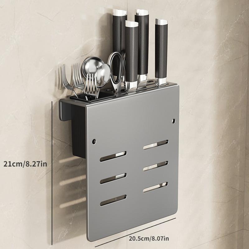 

Стойка для хранения кухонных ножей, многофункциональная настенная стойка для хранения инструментов, интегрированная стойка для кухонных ножей, держатель для палочек для еды серый