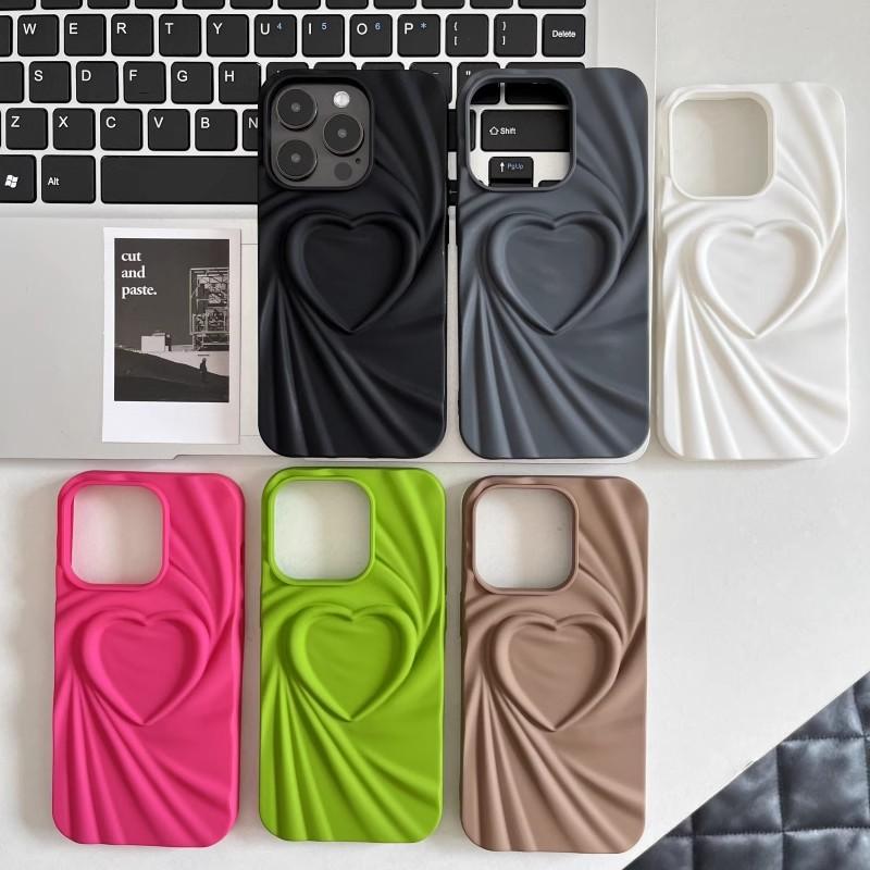For iPhone 16 Pro Case Pleated Swirling Heart TPU Phone Cover