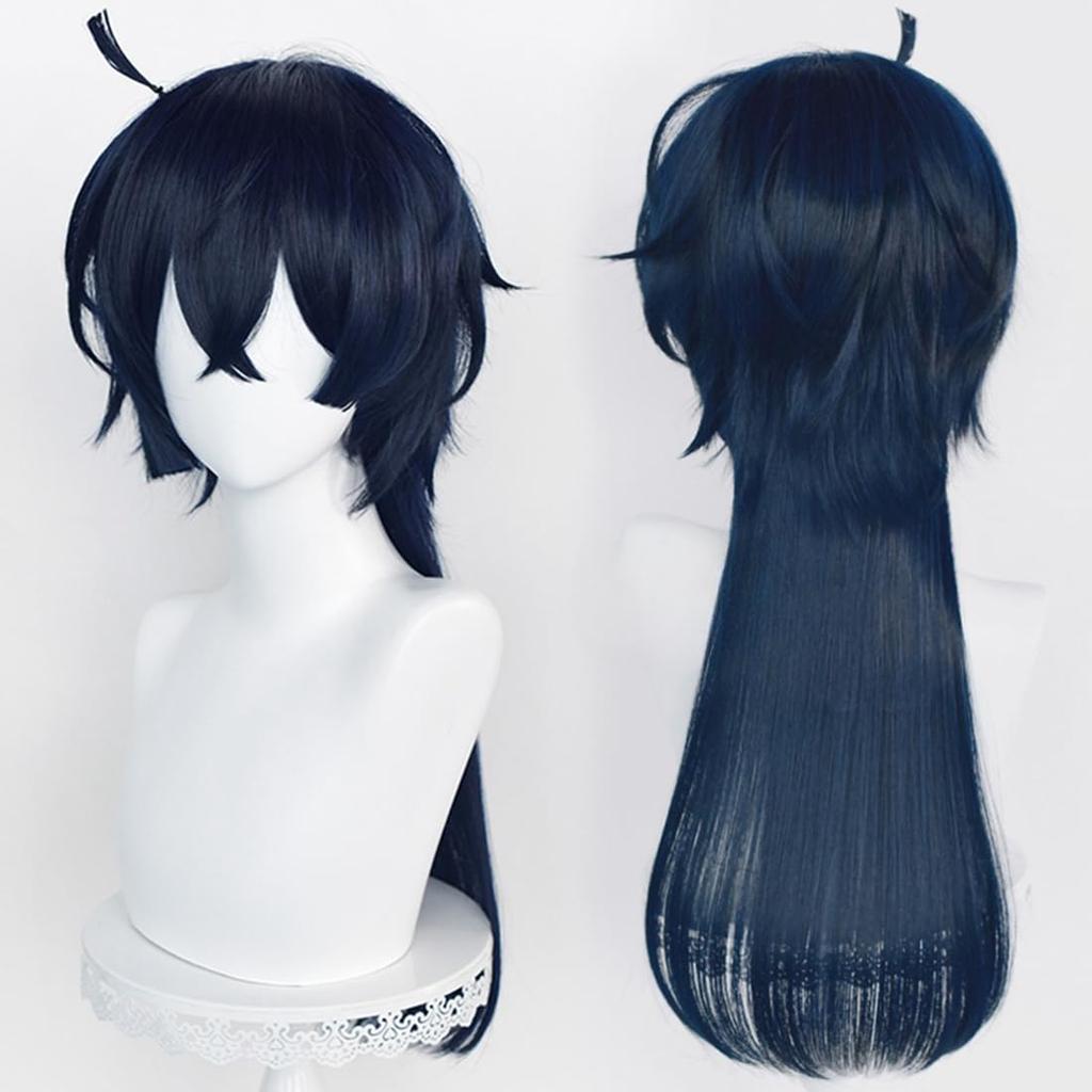 LAOBAO Vanitas Cosplay Wig, Heat-Resistant, Black, Long, Curly Hair, Costume Accessory, Perfect for Parties, Halloween, School Festivals, and Events