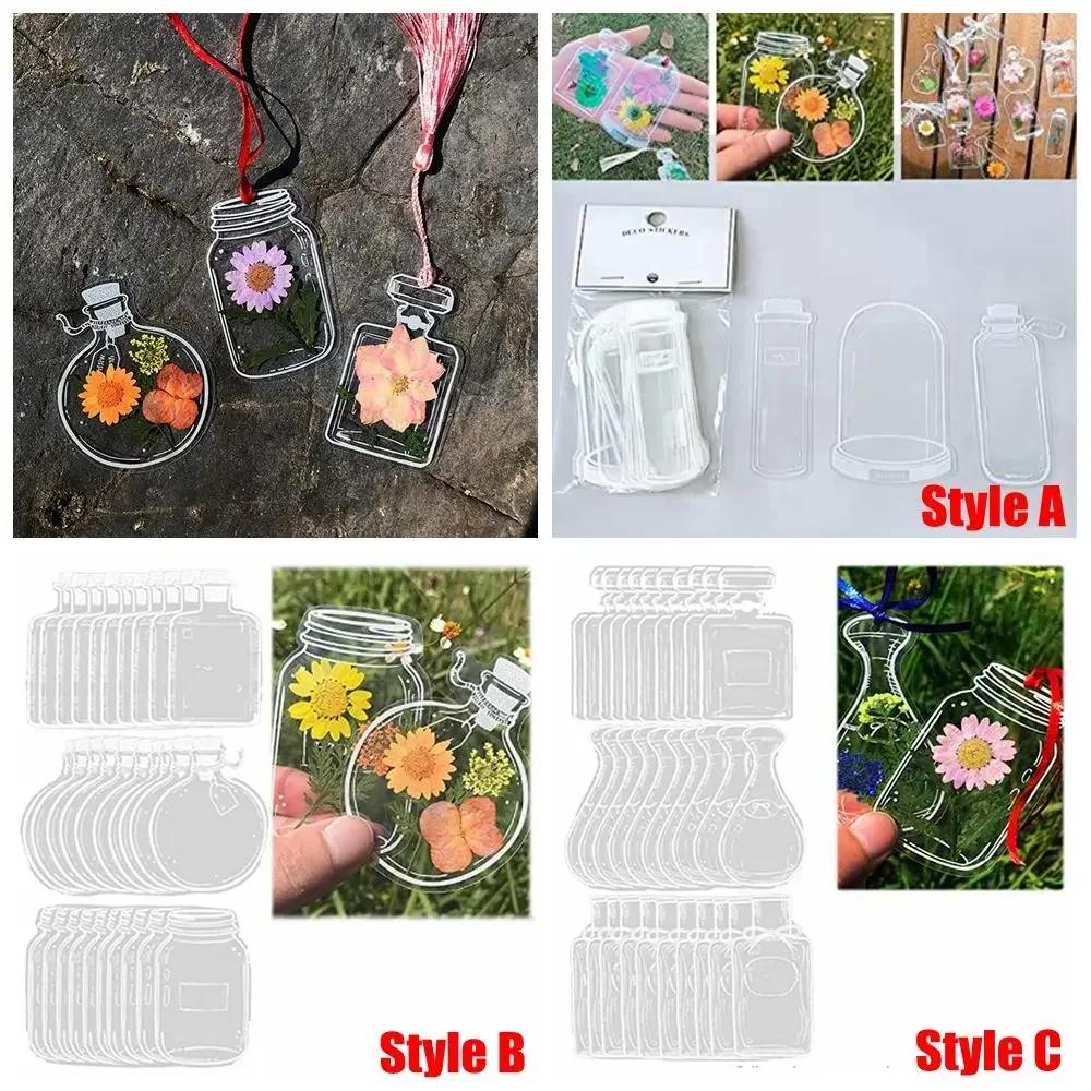 20/30Pcs New Transparent Dried Flower Bookmarks DIY Herbarium Pressed Flower Page Bookmark Maker Wishing Drifting Bottle Pattern