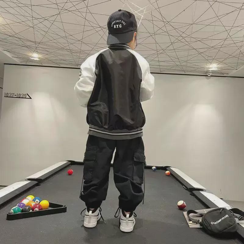 Mono casual de poliéster-algodón para niños - Pantalones de moda de corte holgado para primavera/otoño