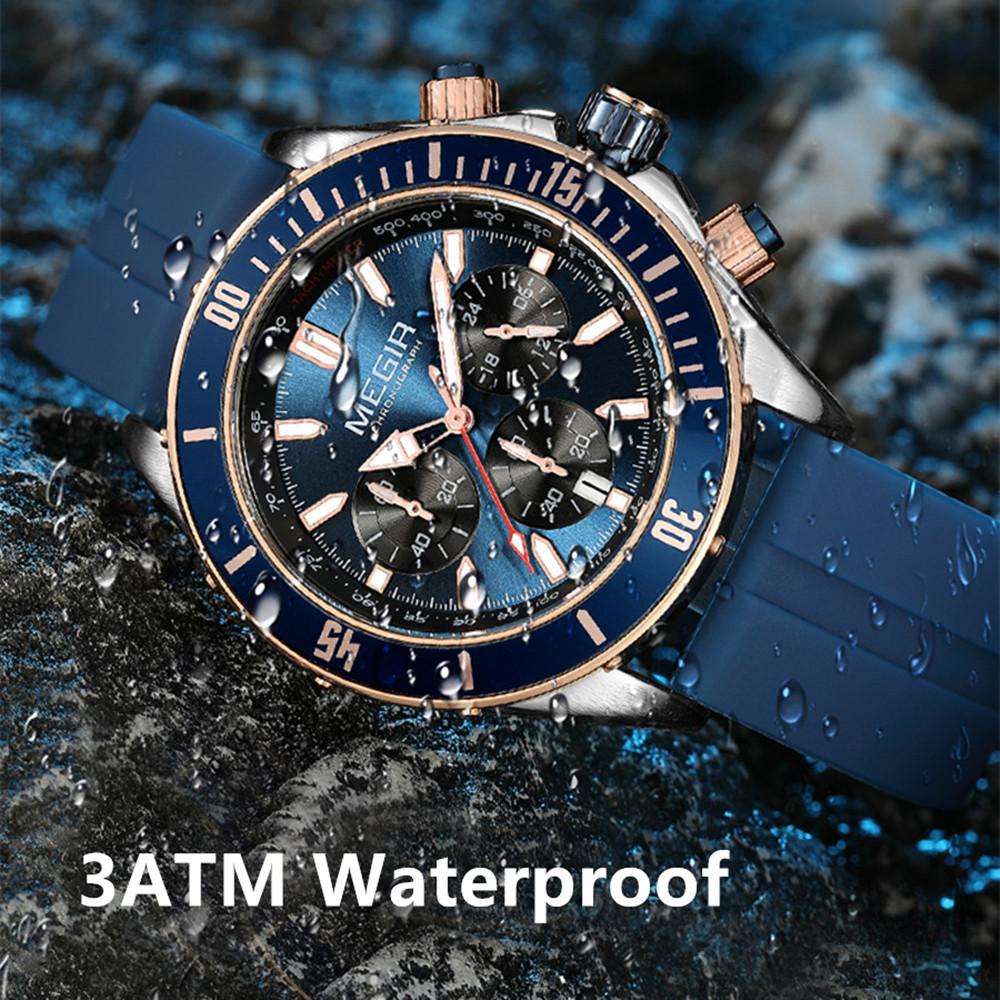 MEGIR Brand Business Watch for Men Luxury Quartz Clock Chronograph Waterproof Luminous Big Dial Sport Wristwatch Reloj Hombre 2226