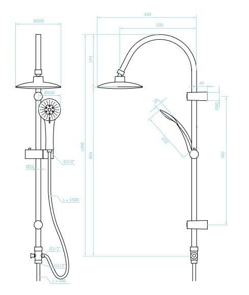 Kuchinox Ondo round chrome shower column