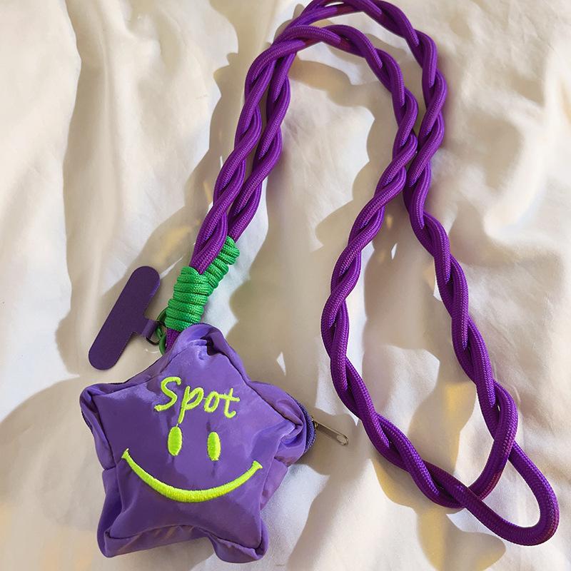 Фиолетовая Звезда Сумка Чехол для Телефона Подвесной Шнурок Плетеная Лента Ручной Короткий Подвес Диагональная Цепочка Длинная Цепочка Универсальный