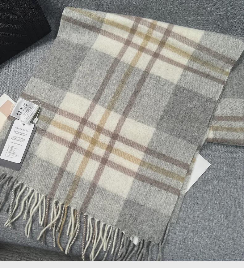 2024 Women's Winter British Style Scarf: 100% Pure Australian Wool, High-End & Warm