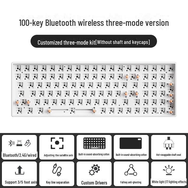 Kit de clavier mécanique sans fil Bluetooth à monter soi-même, RVB, trois modes, 84 à 108 touches