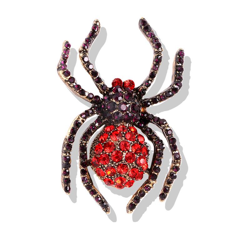 Exaggerated retro spider diamond brooch alloy brooch creative horror series fashion alloy clothes accessories