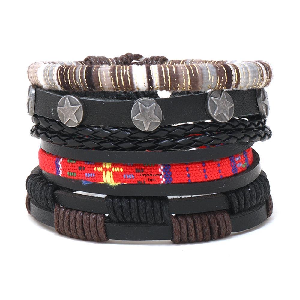 Unisex Handmade Woven Leather Bracelet - European and American Style Jewelry