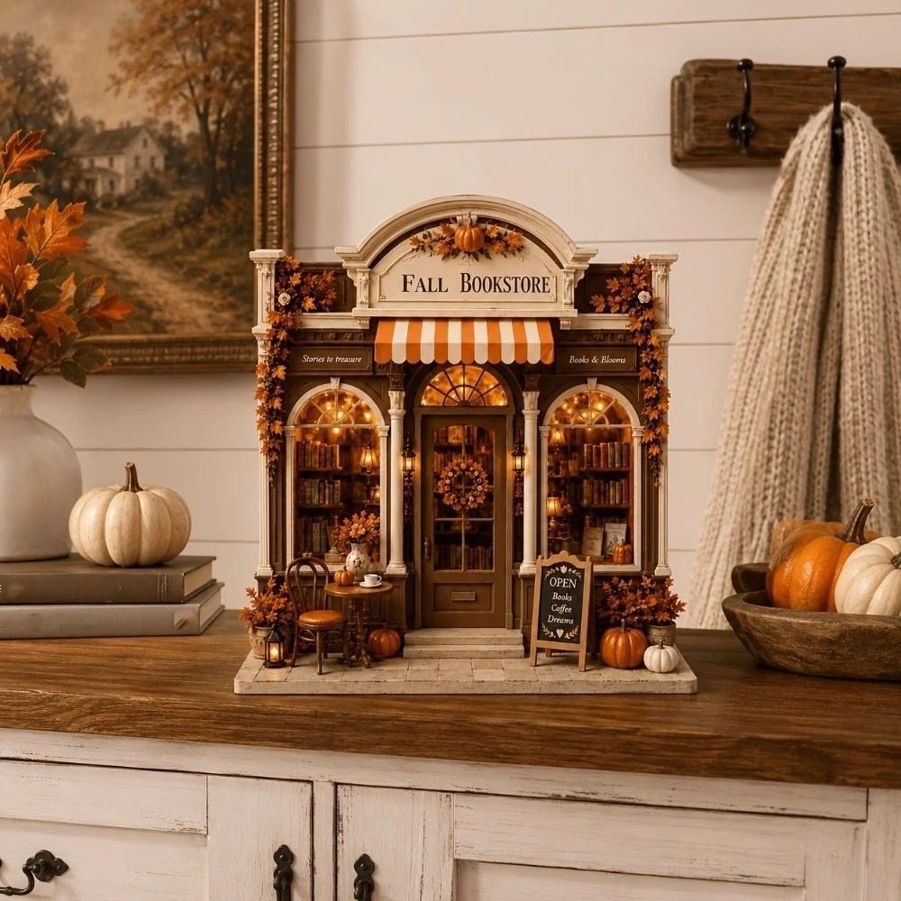Vintage Autumn Pumpkin Cafe Plaque 2D Flat Bookstore Tabletop Sign  Home Tabletop Decor