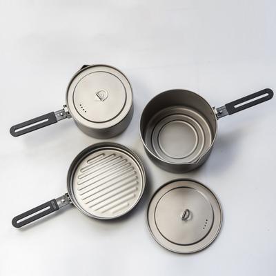 Campingtöpfe und -pfannen, tragbar, leicht, mit klappbarem Griff, zum Kochen am offenen Feuer im Freien