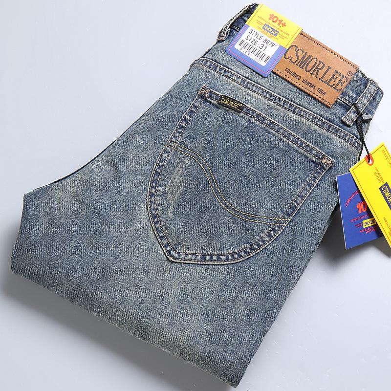 Little red horse Jeans Heren Recht Los Elastisch Slank Lente- en Herfstmodellen Nostalgie Lange Broek Heren Tijbroek 30