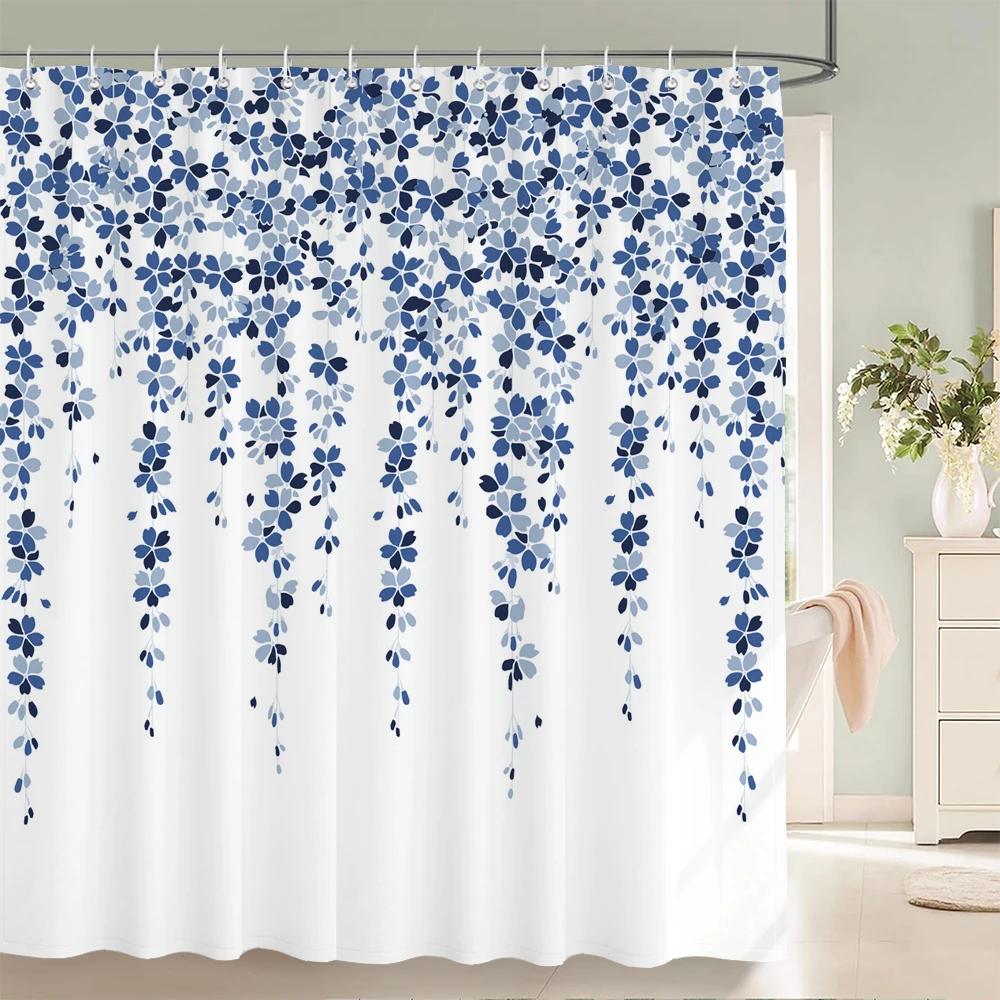Small Fresh Floral Leaves Flowers Shower Curtain Bathroom Waterproof Polyester Multi-size 3D Print Curtains for Bathroom Shower