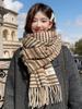 Women Winter Knitted Scarf Headscarf Lady Men Preppy Retro Striped Print Tassel Scarve Male Foulard Wrap Shawl Casual Korean New