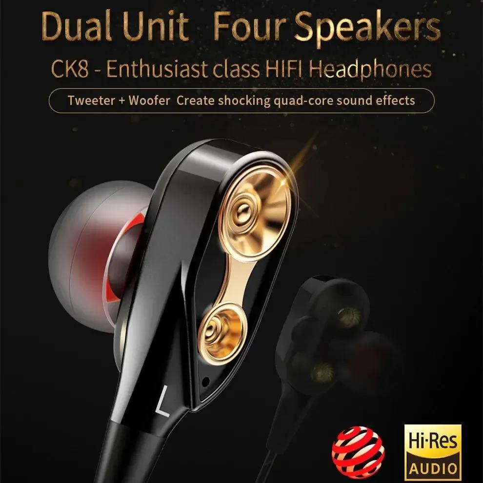 Original QKZ CK8 4D Kupfertreiber HiFi Kabelgebundener Kopfhörer Sport Kopfhörer Bass Stereo Headset Musik Ohrhörer 3,5MM In-Ear mit Mikrofon