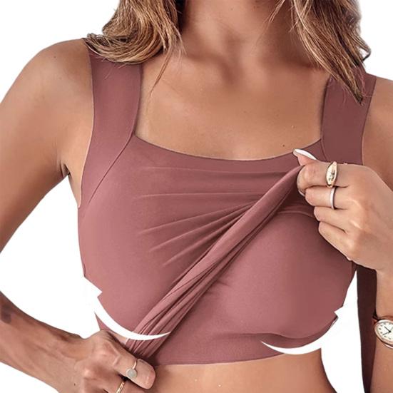 

Women Bottom Bra U-Neck Sleeveless Super Soft Stretch Fabric Built-In Comfort Bra Wireless Padding Slim Fit Layering Tops XXL