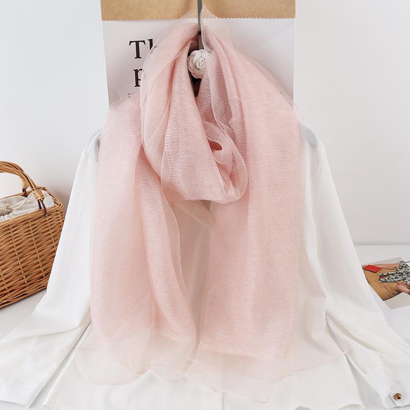 190*70cm Women's Spring New Mulberry Silk Scarf Sunscreen Shawl Double Layer Kimono Mohair Wrap