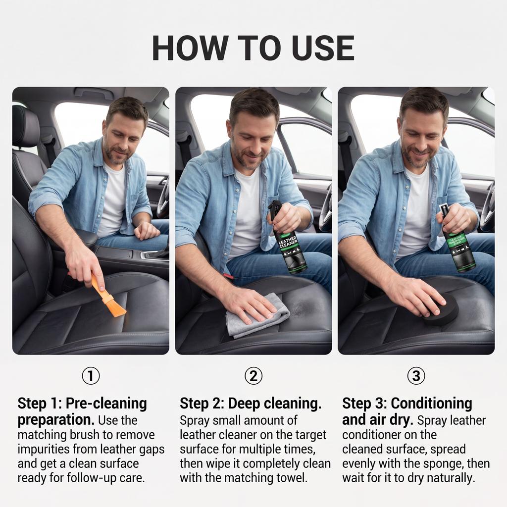 Leather Care Kit Furniture Cleaner Conditioner Leather Seats Boots Jacket Deep Cleaning Waterproof Set Car Details Auto Care