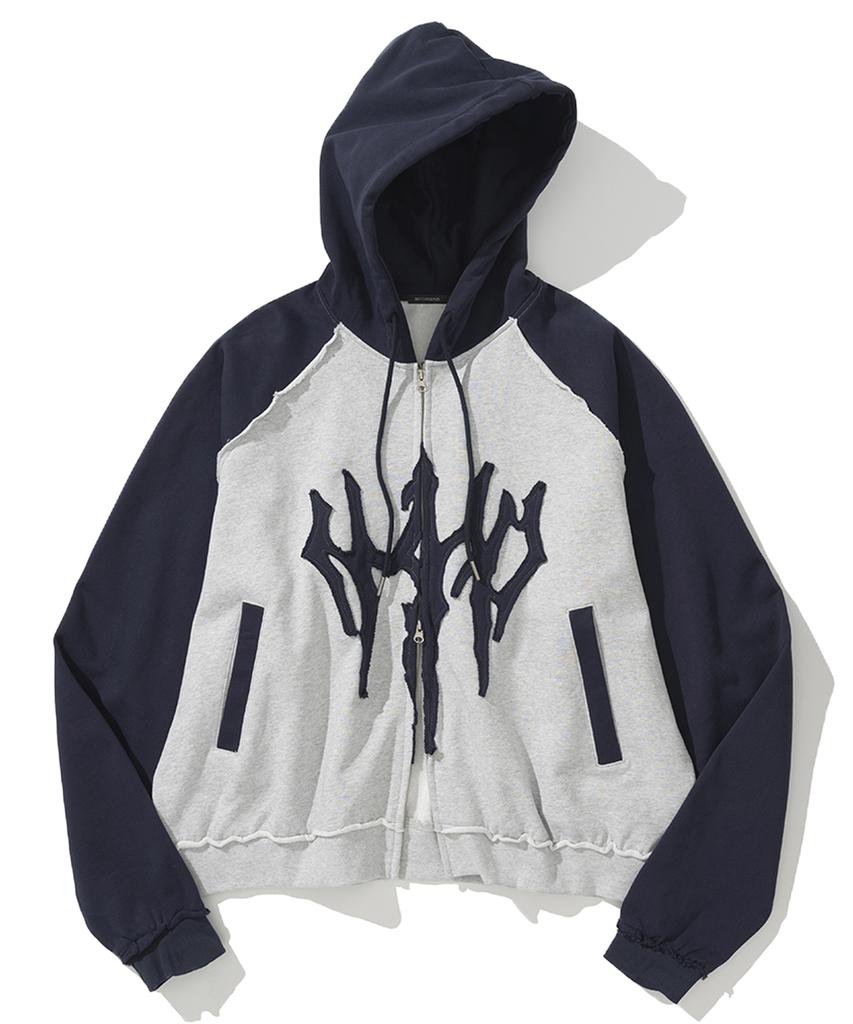 Not4Nerd N4Nd Trident Logo Raglan Hood Zip Up - Navy