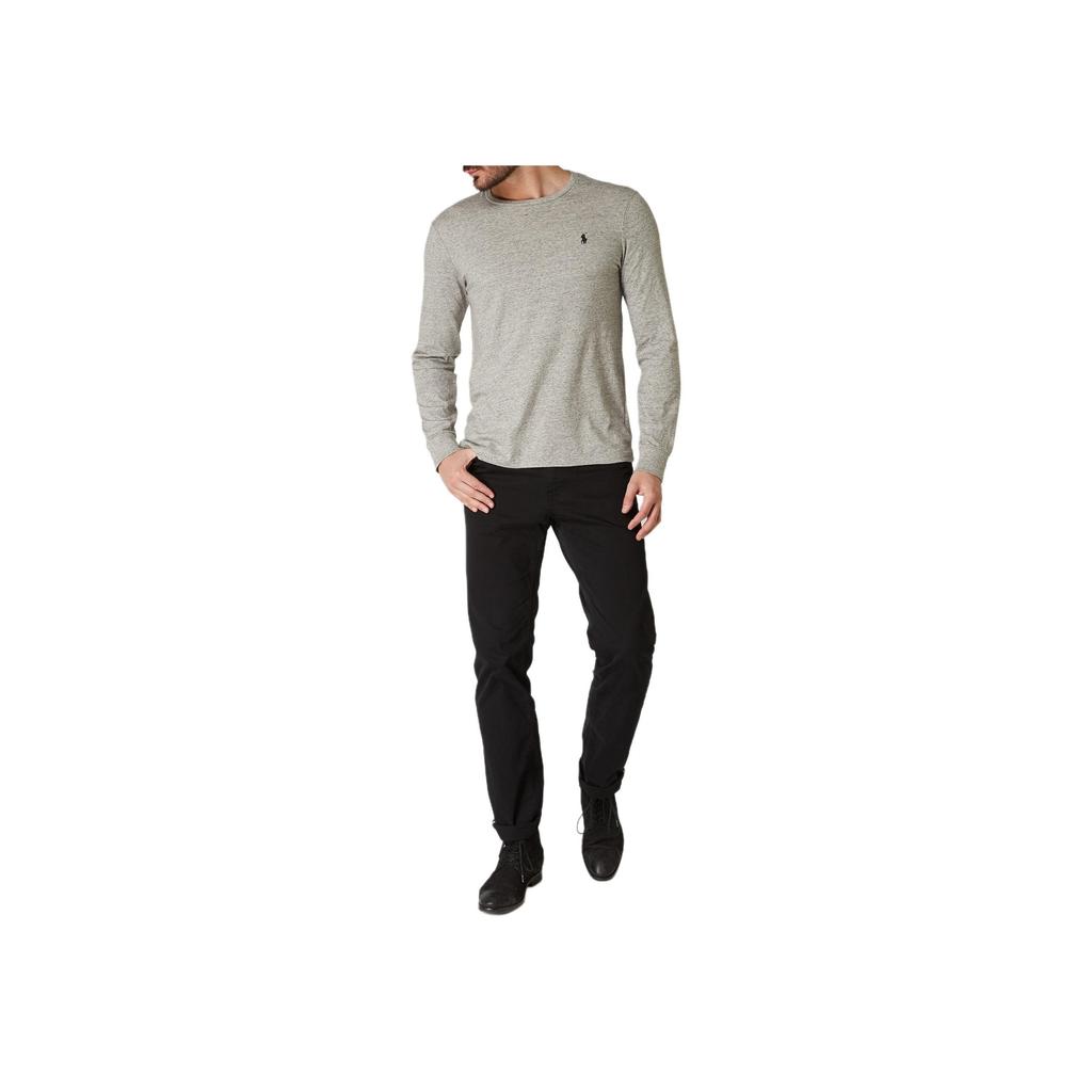 Polo Ralph Lauren Ss24 Solid Color Crew Neck Logo Embroidered Long Sleeve T-Shirt Men Tops Gray 710587355-017