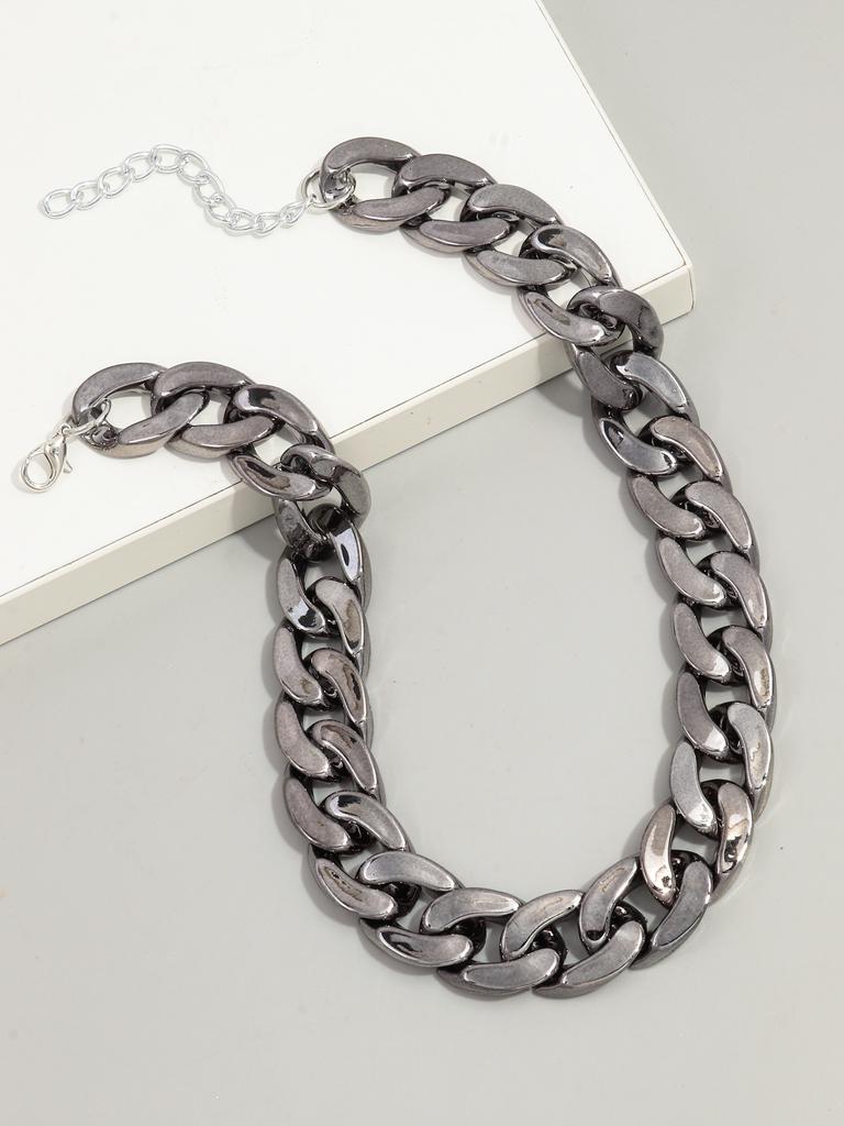 Fashion Hip Hop Metal Color Acrylic Chunky Necklace for Women Men Vintage Glossy Resin Cuban Link Chain Choker Y2K Jewelry Gifts