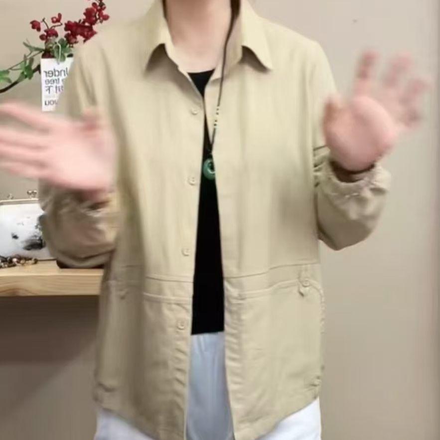 Women's Korean Style Versatile Short Length Jacket Loose Fit Regular Style Single Breasted Outerwear for Spring and Autumn