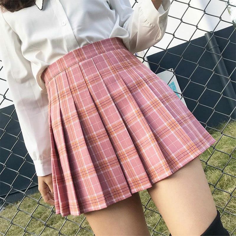 Gonna a pieghe scozzese a vita alta da donna Gonna corta da donna Gonna a trapezio alla moda Mini gonna da tennis casual