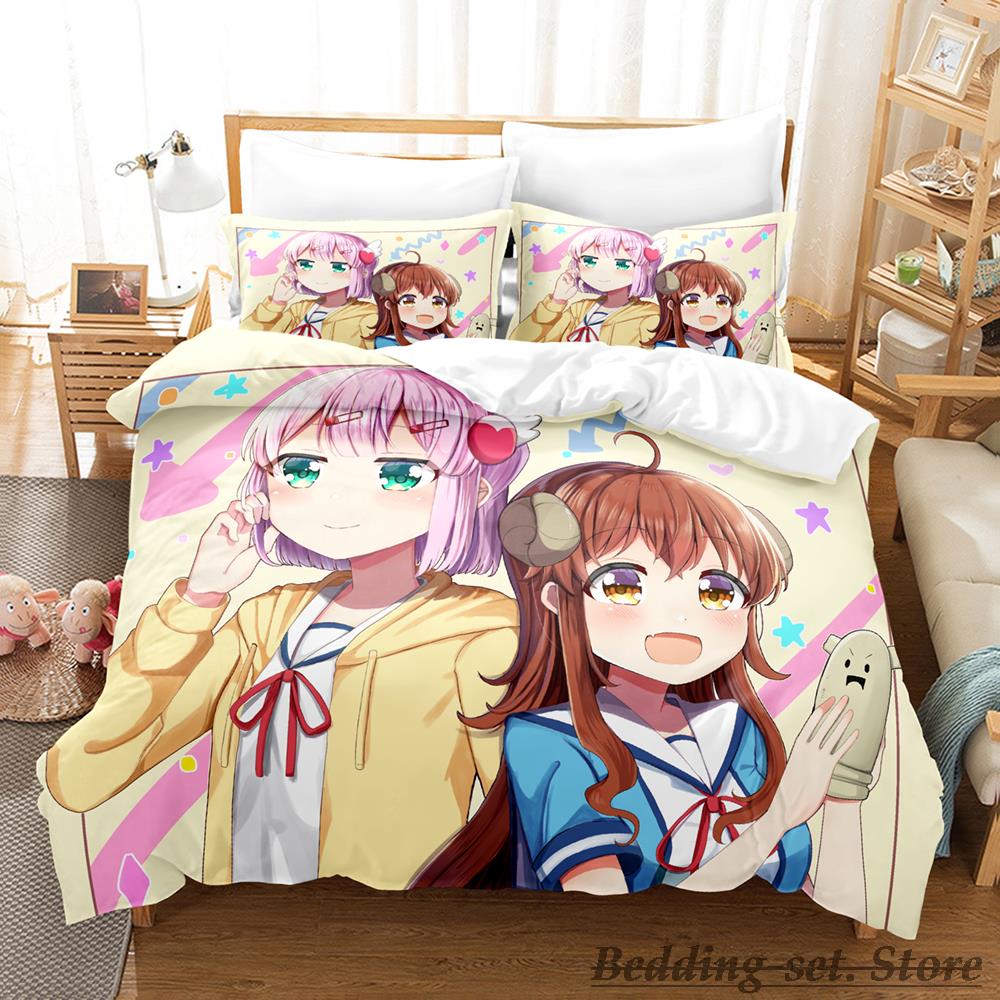 Kawaii The Demon Girl Next Door Bedding Set Single Twin Full Queen King Size Bed Set Adult Kid Bedroom Duvetcover Sets Anime