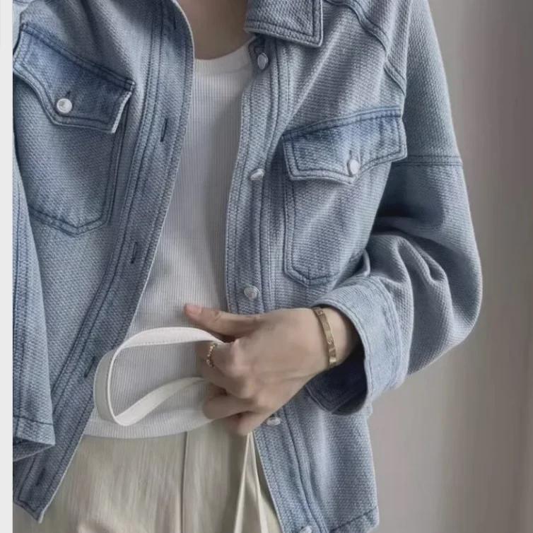 Women's European Bat Sleeve Denim Jacket - Versatile Long-Sleeve Design for Spring & Autumn 2025.