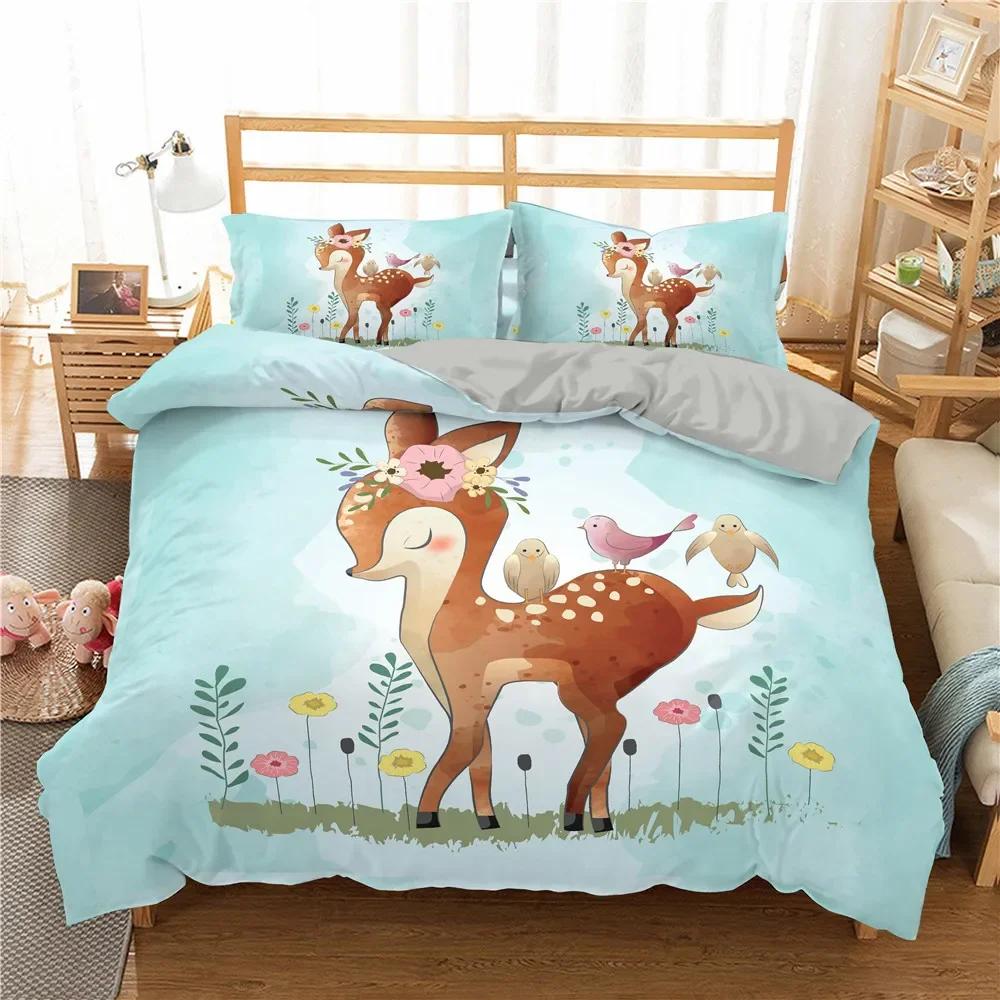 Comforter Ropa De Cama Snowflakes Deer 3D King Size Eu King 240X220 Cm Bedroom Set Bedding North America Quilting Home Textile