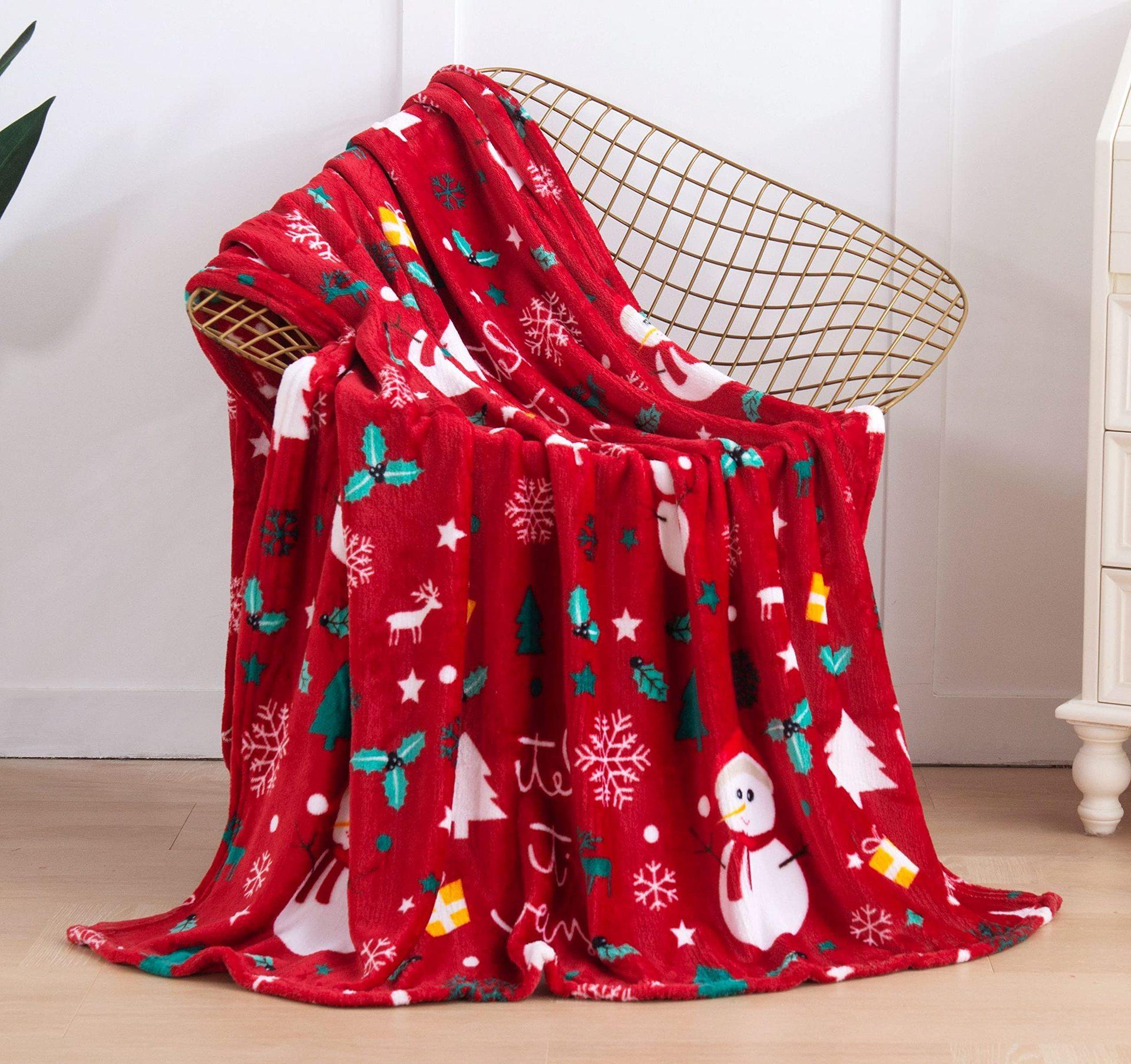 

Christmas-themed pattern Printed Blanket for Sofa Travel Camping Living Room Office Conditioning Blanket for All Seasons Gifts 30x40in