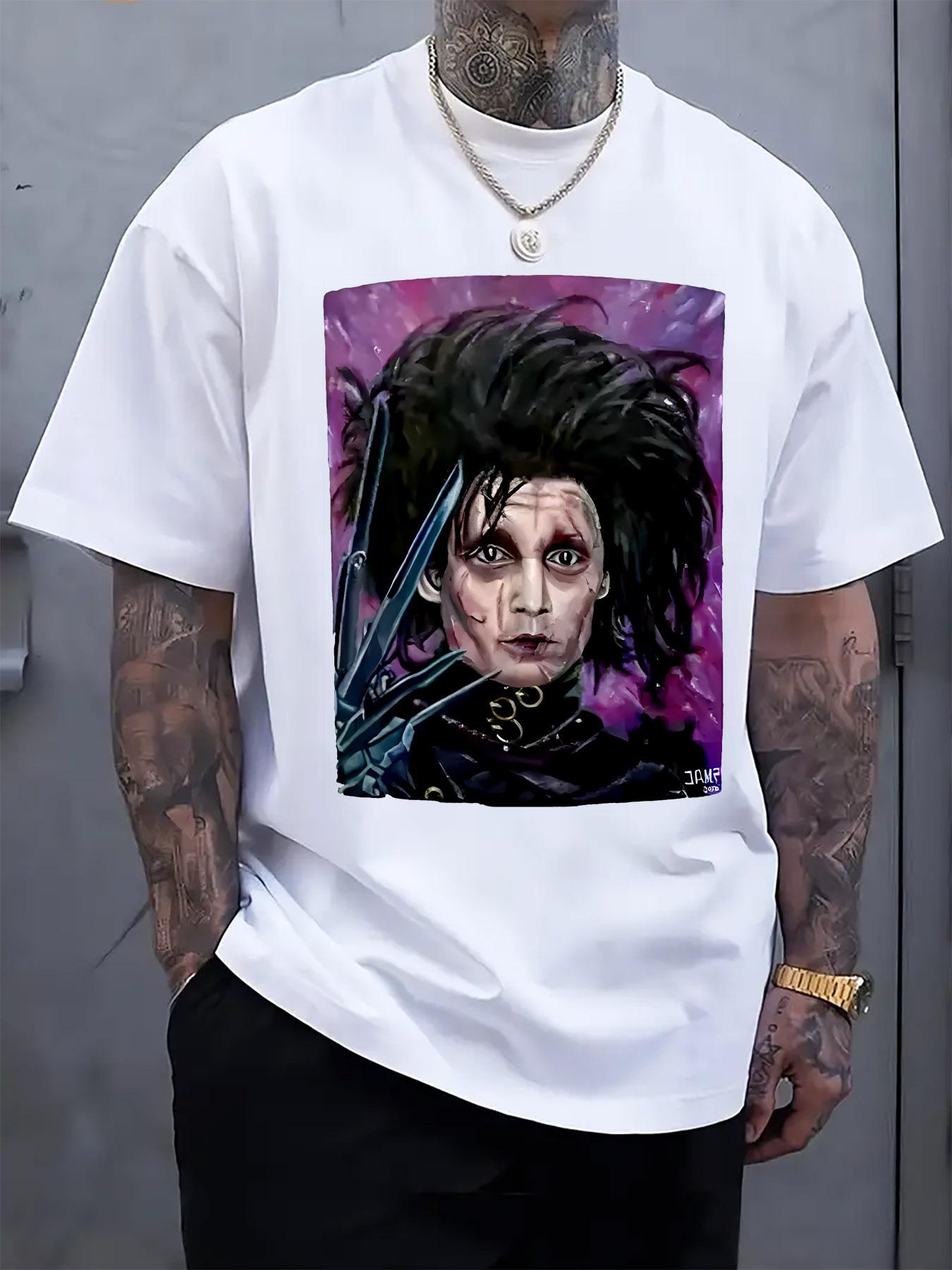 Casual Crew Neck Tshirt with Edison Print - Short Sleeve XXL