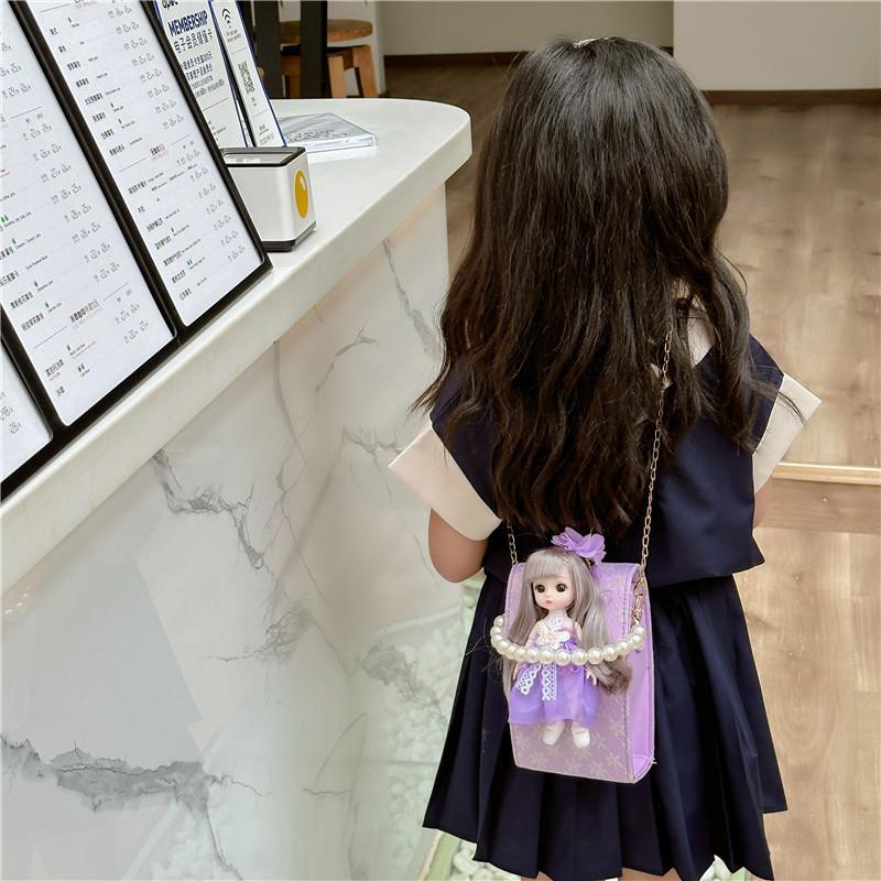 Adorable Children's Plush Doll Handbag With Fashionable Chain Strap For Girls