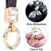 Wisdompro Car Key Key Chain, Sparkling Carabiner, PU Leather, Smart Key, Anti-Lost, Stylish, Cute, Women's, Black