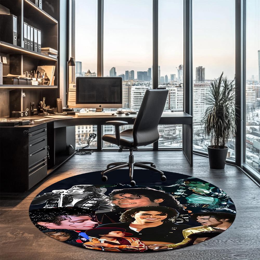 Michael Jackson Printed Round Rug Carpet Chair Rug Area Rug Entryway Doormats,for Office Chair Living Room Bedroom Kitchen Room.