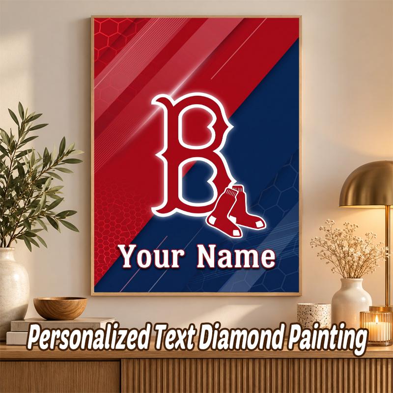 Boston Red Sox Custom Name Text 5D Diamond Painting Kit DIY Full Drill Diamond Art Decoration