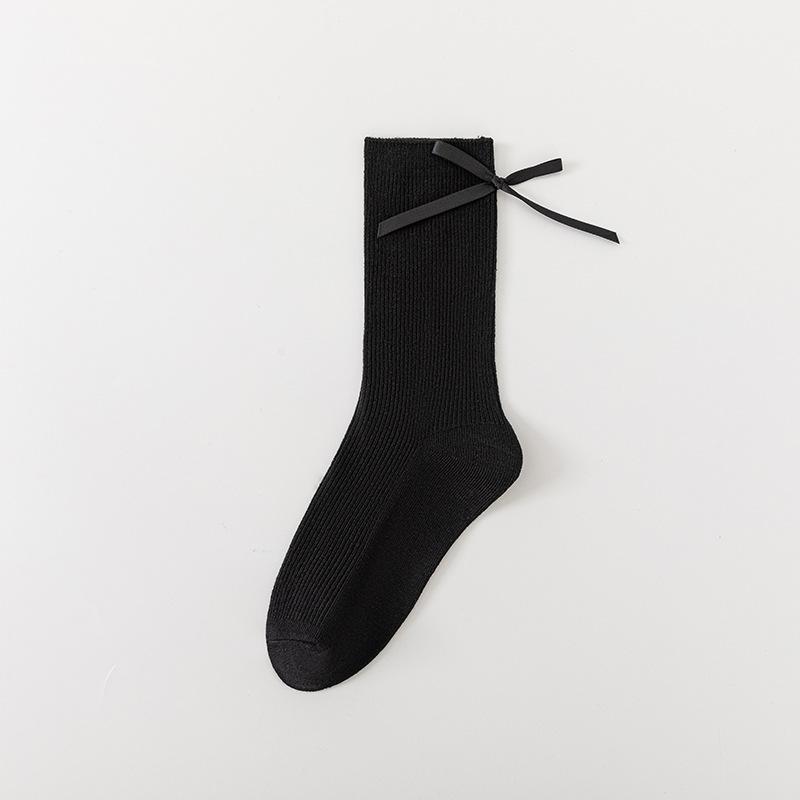Ladies Spring and Autumn New Style Bow Thin Ballets In The Tube Cotton Socks
