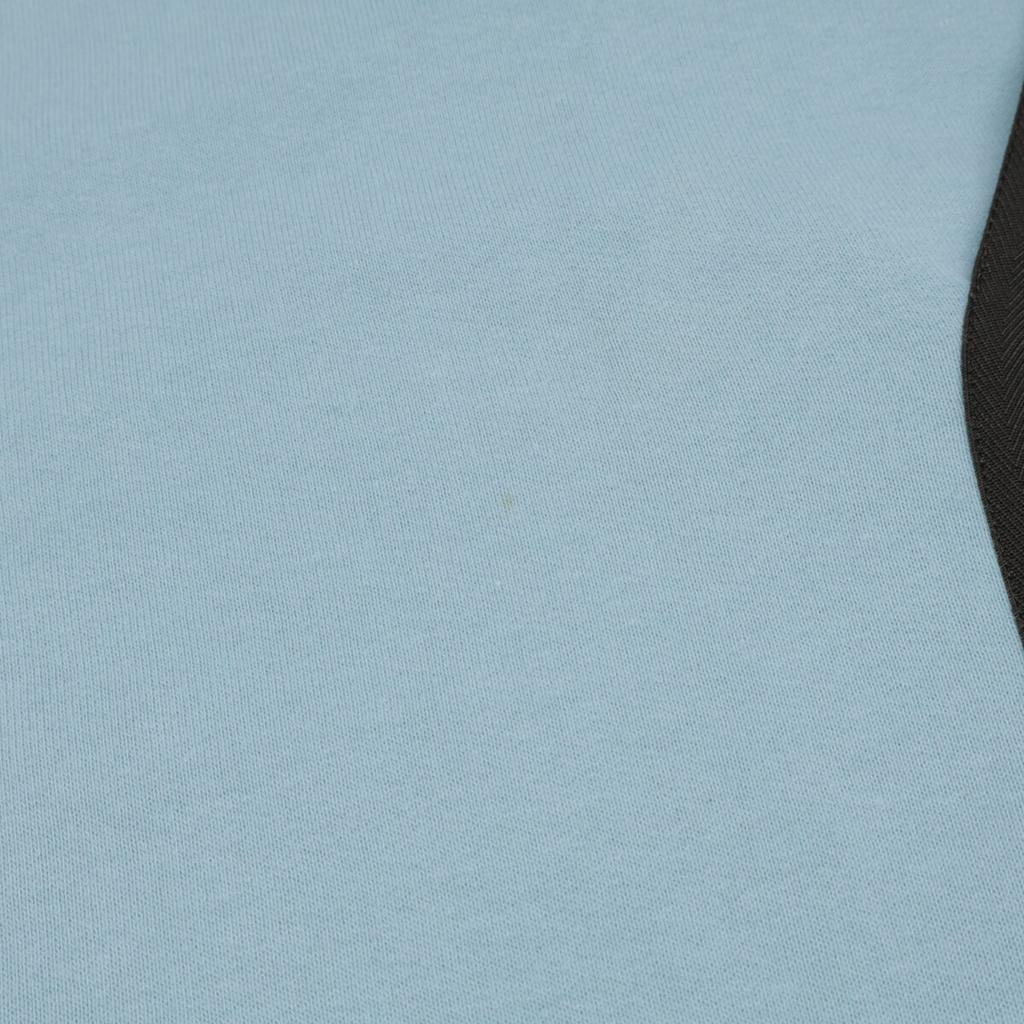 HERMES 21AW Light Blue Cotton Herringbone Piping Fleece-Lined Crew Neck Sweatshirt Pullover tops L blueUsed