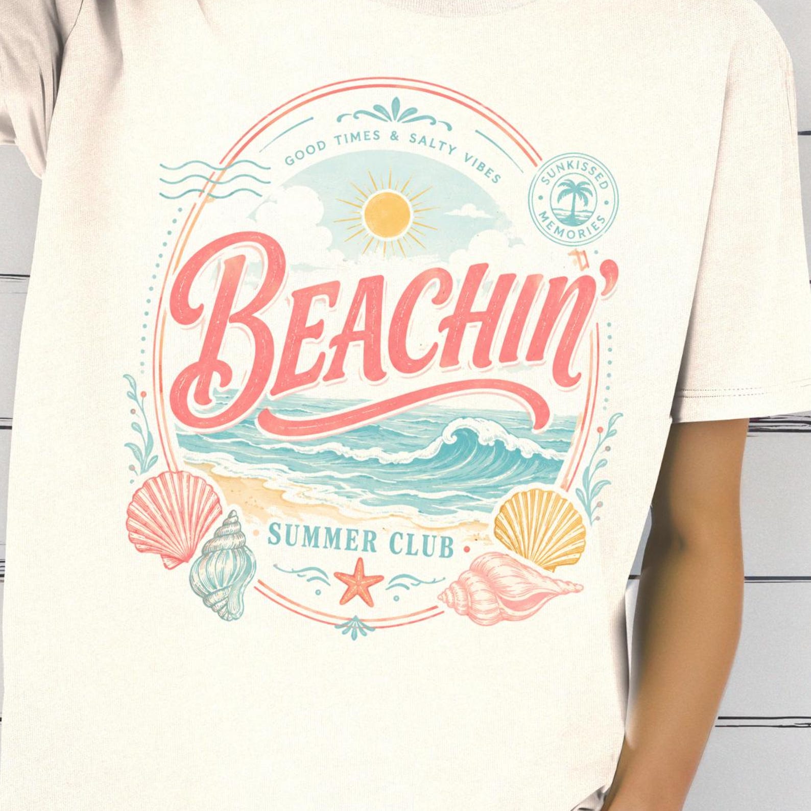 Beachin Summer Shirt, Retro Beach Tee, Ocean Waves Shirt, Coastal Vacation Tee, Beach Lover Shirt 4XL