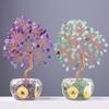 Multicolor Crystal Potted Tree Crystal Stone Wealth Tree Figurine for Positive Energy and Fortune Wealth Success