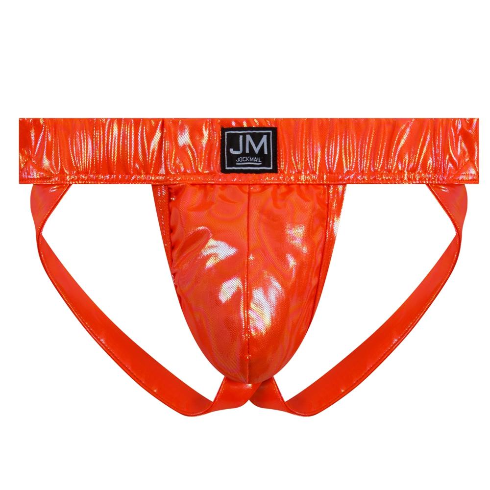 Jockstraps JOCKMAIL Fashion Low Waist Sexy Men's Underwear Gradient Colored Faux Leather Material Fabric Underpants