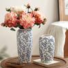 Blue White Porcelain Vase Ceramic Floral Vase for Home Decor Vintage Oriental Table Centerpiece Flower Arrangement Vases Gift