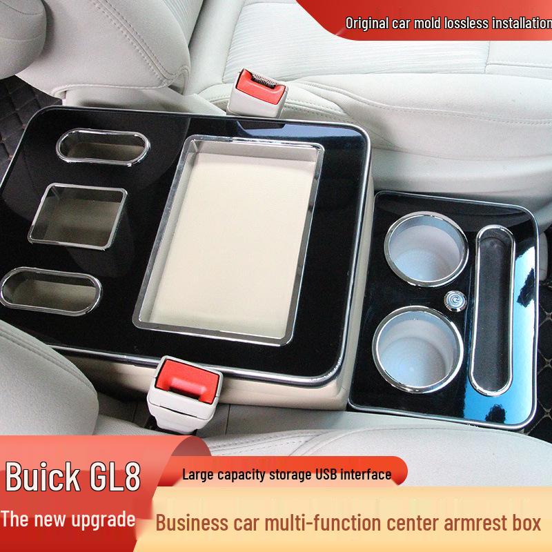 Universal Armrest Storage Box for Buick GL8 Models - No Punch Installation