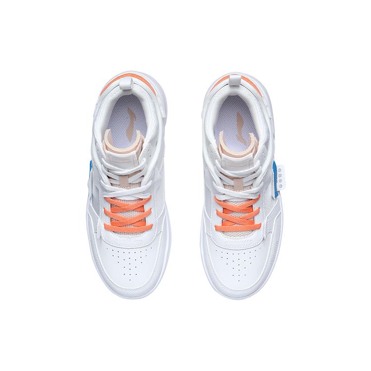 Li Ning CF New Sequence Mid Top Skateboard Shoes Women's White Orange Blue AGCR112-4