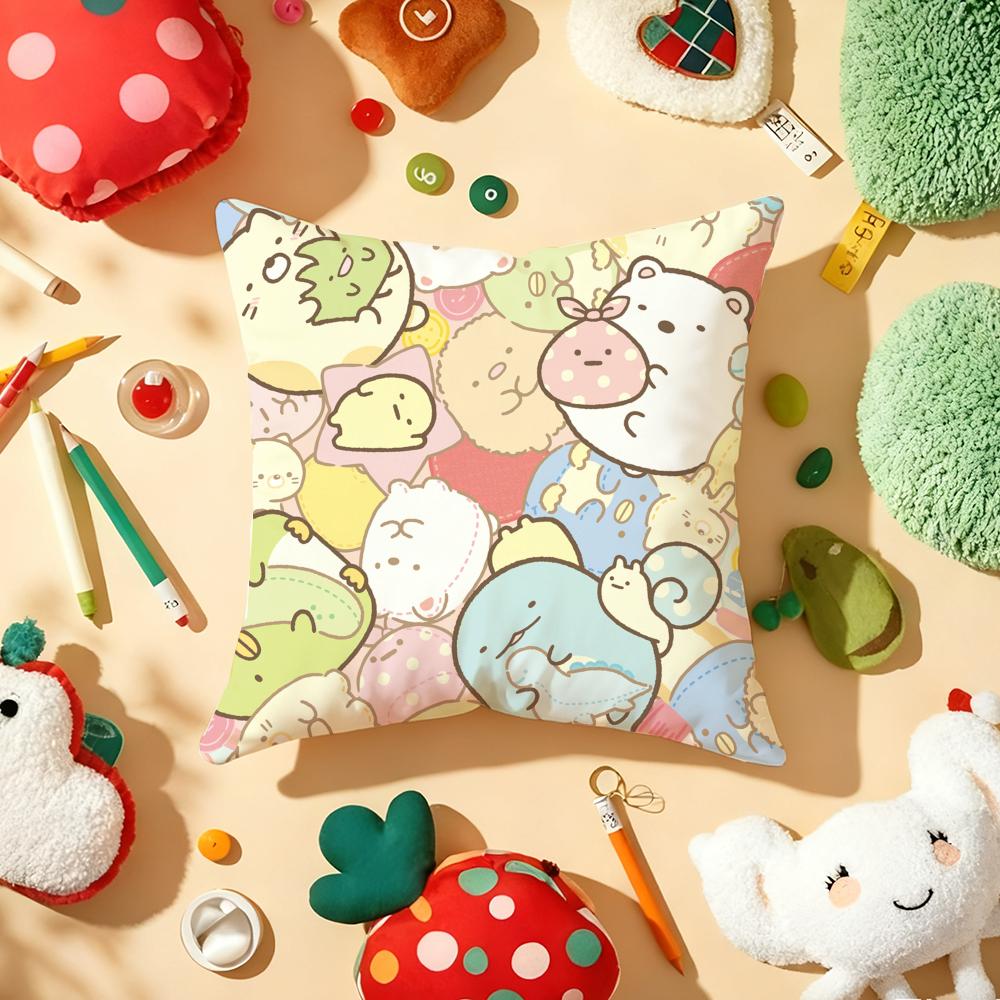 Kissenhülle Plüschstoff Weich Zweiseitig Bedruckt Sofa Warm Winter Zuhause Geschenk Kissenbezug Niedlich S-Sumikko G-Gurashi