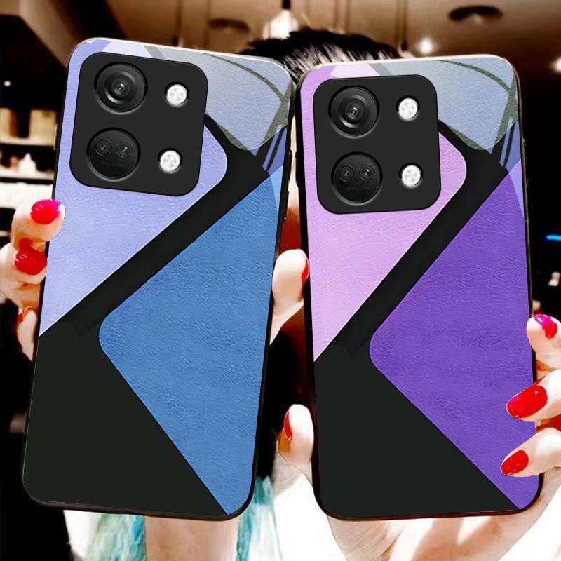Splicing Color For OnePlus Nord 3 5 6T 7 Pro 8 12 10T Reno8 Lite 5G 10R Nord N30 Hard Shell Tempered Glass Phone Case Black