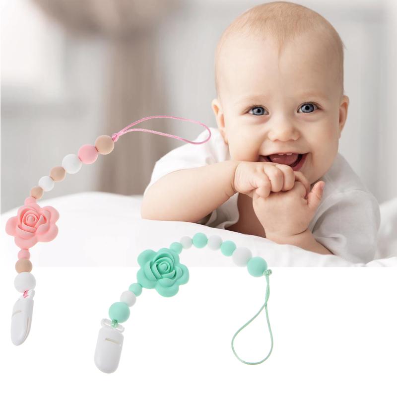Infant Teething Dummy Clips Chains Baby Silicone Teether Pacifier