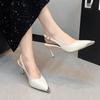 Fashion Pointed Stiletto Heels Summer New Head Metal Head Shallow Mouth Metal Buckle Anti-slip Wear-resistant Sandals